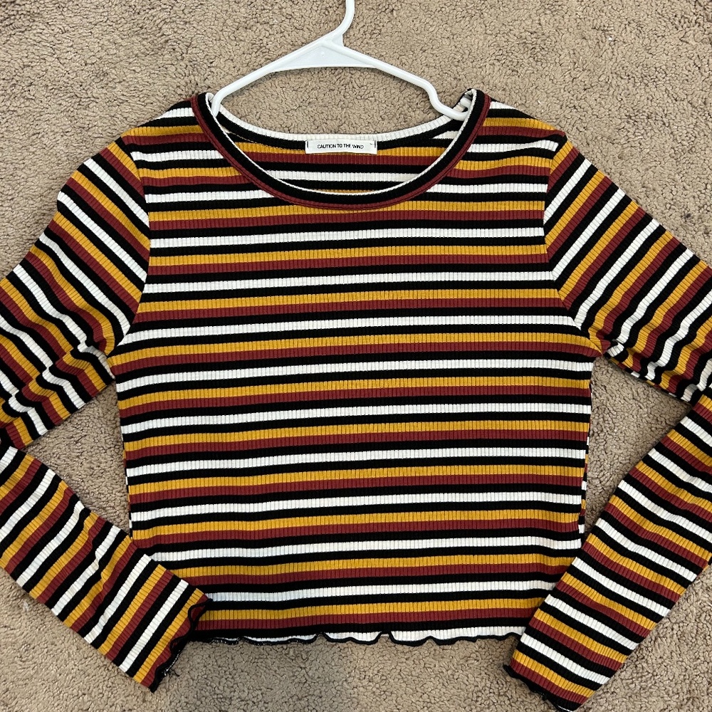 Fall-colored Long Sleeve Cropped Tee